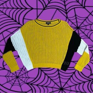 Express Yellow, Black, and White Sweater